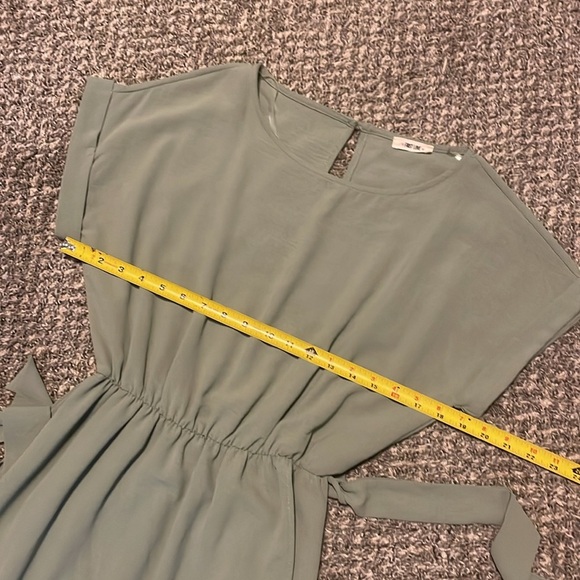 First Love Wrap Dress M Sage Green Maxi Belted Wedding Guest Modest Bridesmaid - Picture 9 of 14